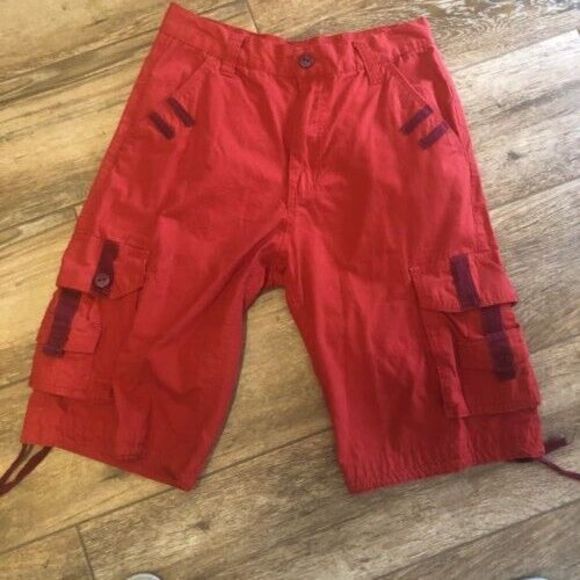 Southpole Shorts Mens Size 30 Y2K Belted Ripstop Basic Cargo Bright Red GUC - Picture 2 of 4